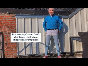 Strickstrumpfhosen Outfit des Tages - hellblaue Kinderstrumpfhose aus der Schweiz