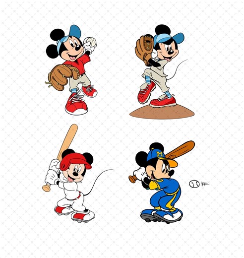 Mickey Mouse Baseball Bundle Clipart, PNG SVG - Etsy