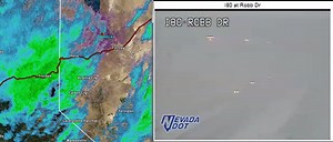 Careful out on the roads this morning. As colder air moves in behind the front, snow is turning higher ratio and becoming more easily blown around by the wind. The band of snowfall can be seen on radar extending from Tahoe through Reno into the Carson Valley. The NDOT webcam also shows the low visibility along I-80 this morning. | US National Weather Service Reno Nevada