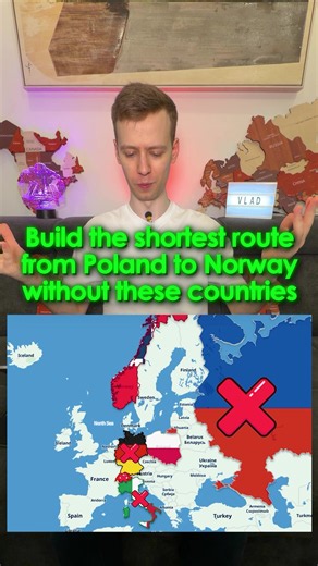 Build the shortest route from Poland to Norway (without Germany Switzerland Italy and Russia)
