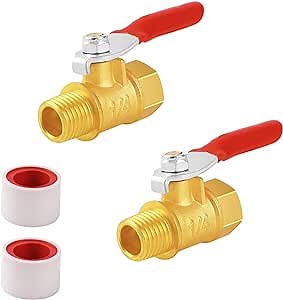1/4" Brass Ball Valve Shut Off Switch, 1/4 Inch Mini Ball Valve With Male and Female NPT Thread Pipe Fitting for Air Compressor Tank(2PCS)…