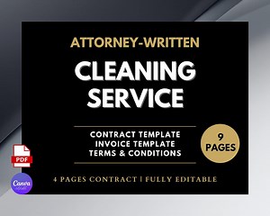 Cleaning Services Contract, Attorney-written, 9 Pages (canva Editable, PDF) - Etsy