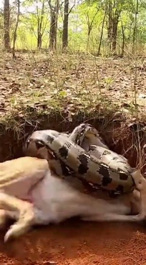 Death Coil! Fawn Constricted By Python While Passing🦌🐍! 죽음의 감기! 지나가던 새끼 사슴이 비단뱀에게 졸리다! #Fawn #Deer