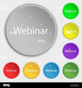 Webinar web camera sign icon. Online Web-study symbol. Symbols on eight flat buttons. Vector Stock Vector Image & Art - Alamy