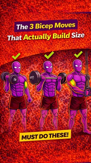 The 3 Moves That Actually Build Size I ranked every bicep exercise out there, and the truth is most of them do not matter. Real arm growth does not come from variety. It comes from choosing movements that allow safe loading, strict execution, and constant progression. This video breaks down the three exercises that actually build bicep size. ✅ The EZ bar curl protects your wrists so you can go heavier and progress. ✅ The preacher hammer curl removes momentum and forces the brachialis to build re