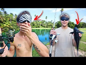 1v1 BLINDFOLDED FISHING CHALLENGE FOR THE BACKYARD POND!!!