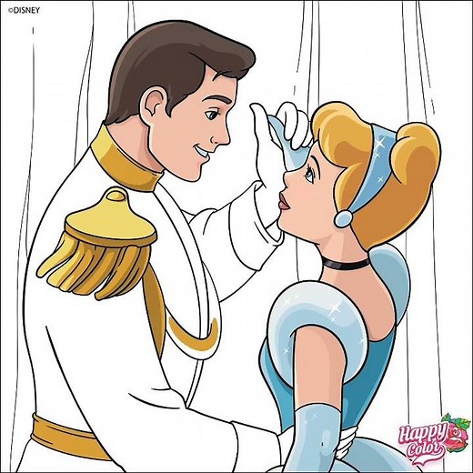 Happy Color - Disney Cinderella 1950 Films: Princess Cinderella Dance With Prince Charming