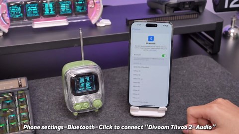 Divoom Tiivoo-2 Retro Pixel Bluetooth Speaker with USB-C/TF Playback, Custom Pixel Art Display, Alarm Clock & White Noise Sleep Mode, Desk Setup for Home Office, Gifts for Women Men, Cream