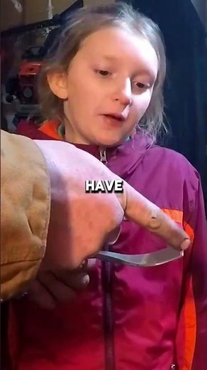 Forging a Fork with My Niece (Snowy Workshop) #shorts #outdoorboys