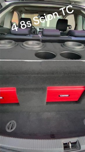 Scion TC loaded up with 4 8” subwoofers #customaudio #caraudiofabrication #handybuilt #subwoofer