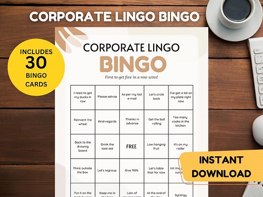 Corporate Lingo Bingo Work Bingo Networking Bingo Workplace Bingo Work Game Work Party Office Party Game Work Event Game Corporate Jargon - Etsy