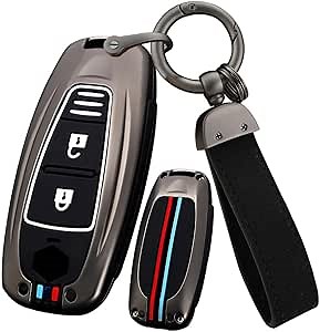 ontto 3-button Key Fob Case with Keychain Fit for Suzuki Swift Vitara SX4 Baleno Kizashi Ciaz Ignis S-Cross Ertiga Smart Remote,Car Key Cover Metal and Silicone Key Protector,Red