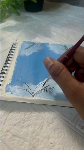 Easy coconut tree painting #creativeart #acrylicscenery #painting #beginnerarttips #paintedtrains