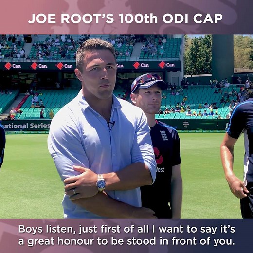 330K views · 10K reactions | WATCH: The moment Joe Root was presented with his 100th cap by rugby player Sam Burgess! | England Cricket | Facebook