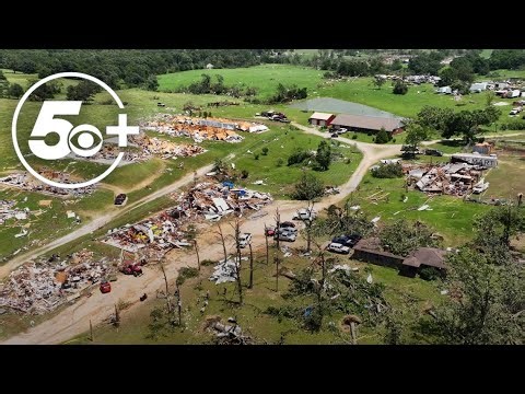 Drone footage captures devastation in Decatur, Arkansas after deadly tornado