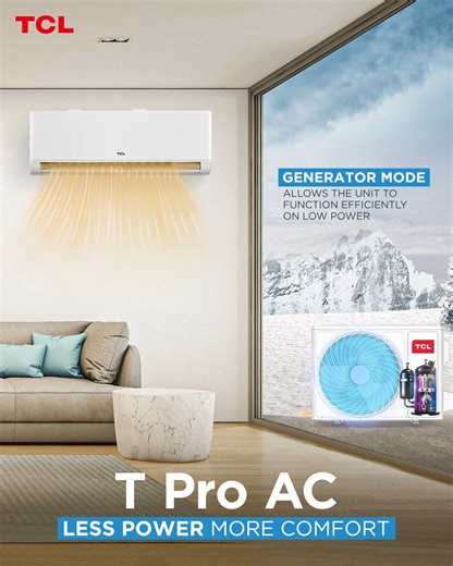 Why waste energy when you can save it smartly? Gen Mode by TCL T-Pro AC reduces consumption while maintaining the perfect temperature, efficient, sustainable, and reliable. 💡 Turn on smart savings this winter. Learn more: https://bit.ly/3L1uEJM #FreshIN #BreatheBetter #LiveFresher #TCLAC #chooseTCL #GenMode | TCL Electronics