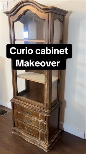 Curio cabinet makeover using stained glass window tint