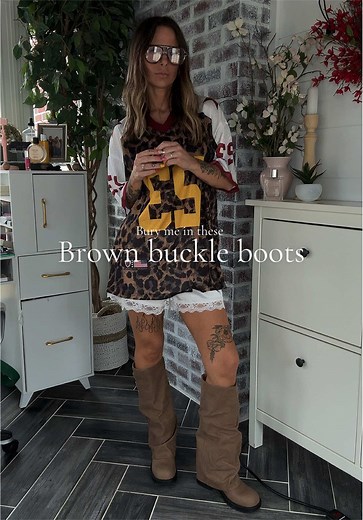 Stylish Brown Buckle Boots for Spring and Summer