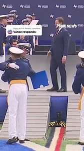 Replying to @Fox News VP Vance jokes about the viral moment when a graduating Air Force cadet chest-bumps him and nearly knocks him off balance. The crowd erupts after the unexpected exchange, with Vance now joining in on the joke.