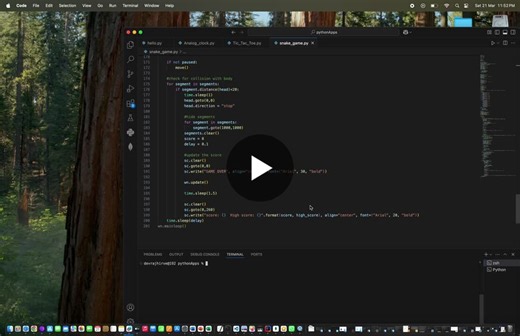 Task 3 - Snake Game with Python Python Programming SystemTron | Devraj Hirve