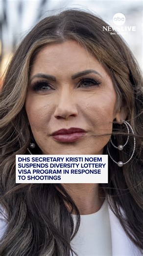 ABC News Live on Instagram: "Secretary of Homeland Security Kristi Noem said in an X post that the suspect in the Brown University shooting received his visa through the diversity visa lottery program, and announced that she was pausing the program at President Trump's direction. Read more at the link in bio."