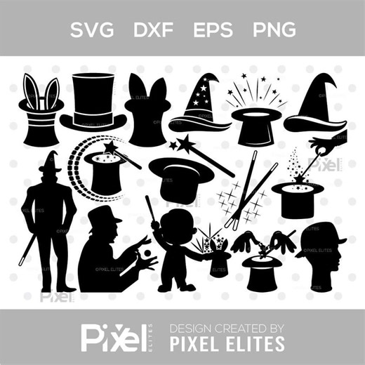 Magician Magic Hat SVG Silhouette Cut File, Magic Hat Magic Bundle, Magician SVG, Eps Png Dxf - Etsy