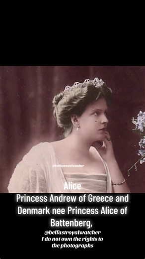 Princess Andrew of Greece and Denmark nee Princess Alice of Battenberg The Mother of Prince Philip The Duke of Edinburgh and Mother Inlaw of Queen Elizabeth II of The United Kingdom, Her Grandson King Charles III is the Current Birtish King, Princess Alice was born at Windsor Castle in 1885 in the Presence of Her Great grandmother Queen Victoria of The United Kingdom, Princess Alice’s Mother Princess Victoria of Hesse and By Rhine was The Daughter of Queen Victoria’s Daughter Princess Alice of T