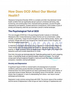 How Does OCD Affect Our Mental Health (OCP) - SlideServe