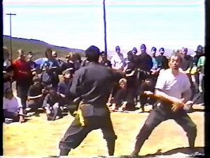 Hatsumi Soke showing a fast Kusari Fundo lesson at the 1989 San Francisco Tai Kai. | Bujinkan New York Dojo