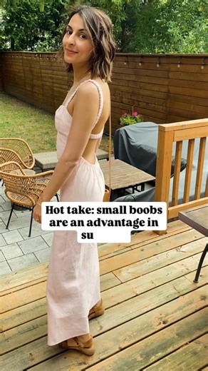 Sal on Instagram: "Small boobed girlies: bookmark these for summer! AA/A cup braless finds 🤍 Ruching = structure + coverage 🙌 #ibtc #smallboobsbigdreams #petitefashion @small.boobs.are.badass"