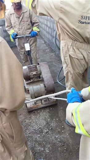 Soil Compaction by electric using compactor machine for inside concreting job #compact #concrete