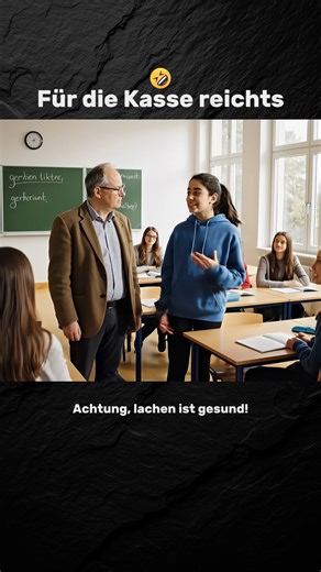 HirnAus - KI Comedy on Instagram: "Lidl vs. Schule 😜 Dieser Witz ist unbezahlbar! #comedy Was ist der Unterschied zwischen Lidl und der Schule? Die Antwort dieser Schülerin wird dich umhauen! 😂 #humor #schulleben #witzig #lustig #komik #sketch #sprüche #shortsvideo #lehrer #schule #kasse #lachen #lachenistgesund"