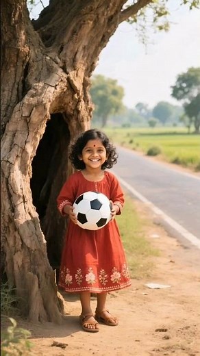 A poor girl found a football and played with her brother happily #toys #shorts #girl #football