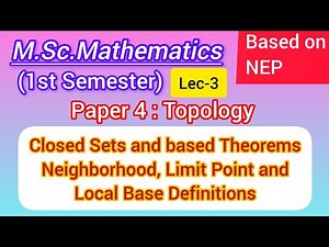Closed Sets based Theorems, Neighborhood, Limit Point, Local Base at a point, First Countable Space