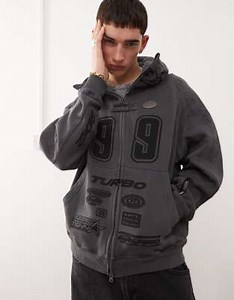 Aape By A Bathing Ape motocross style hoodie in washed dark grey | ASOS
