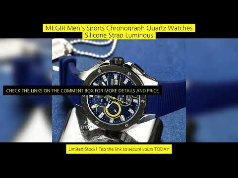 Megir Men'S Sports Chronograph Quartz Watches Silicone Strap Luminous