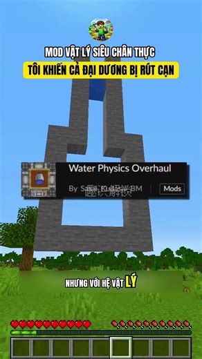 MOD VẬT LÝ SIÊU CHÂN THẬT, TÔI ĐÃ RÚT CẠN TOÀN BỘ ĐẠI DƯƠNG TRONG MINECRAFT NHƯ THẾ NÀO ? #shorts