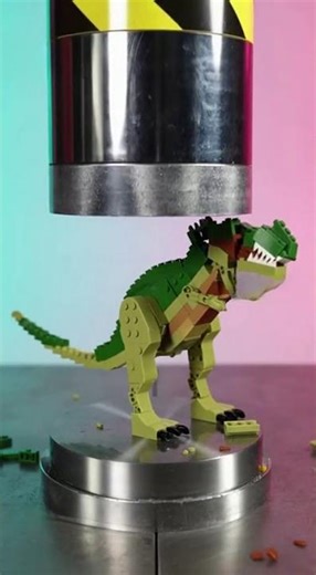 Crushing a LEGO Dinosaur Under a Hydro Press! 💥🦖