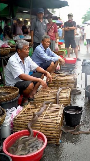 Snake Market in Asia And Street Food & Traditional Trade