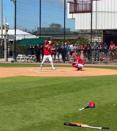 Chase Shugart strikes out Bryce Harper during live BP today | John Clark