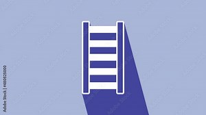 White Fire escape icon isolated on purple background. Pompier ladder. Fireman scaling ladder with a pole. 4K Video motion graphic animation