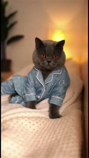 Cat Changes Into Pajamas for Bedtime - Cozy Routine! 🐱🛏️💤✨