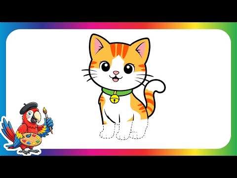 How to Draw a Cute Cat (+FREE Tracing Worksheet File)