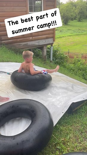 And here it is! The best, most amazing part of summer camp! #slipnslide #summercamp #autism #minnesota #brothers | Finding Cooper's Voice