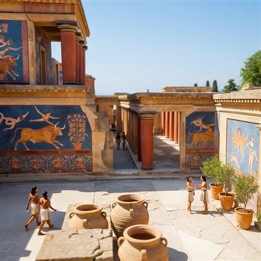 The Palace of Knossos, located on Crete, stands as the monumental heart of the Minoan civilization, Europe’s first advanced urban society. Excavated by Sir Arthur Evans in the early 20th century, the site revealed a sprawling complex of over 1,300 rooms interconnected by narrow, winding corridors. This architectural complexity likely birthed the Greek myth of the Labyrinth, a prison built to contain the monstrous Minotaur. Beyond the myth, Knossos was a vibrant administrative and religious hub.