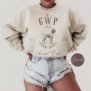 German Wirehaired Pointer Social Club Name Sweatshirt, Custom GWP Dog Mom Sweater, Dog Mama Shirt, Gift for Dog Owner, Dog Dad Tee Gift - Etsy