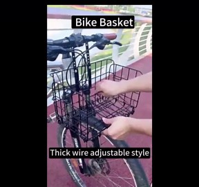 Front Handlebar Bike Basket Folding Adjustable Height with Carrier Tote Basket Liner Bag, Black