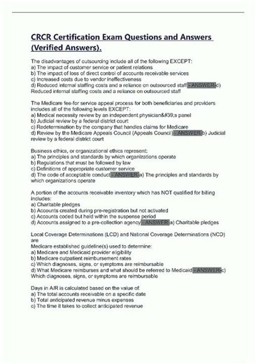 Latest CRCR Certification Exam Questions and Answers n video