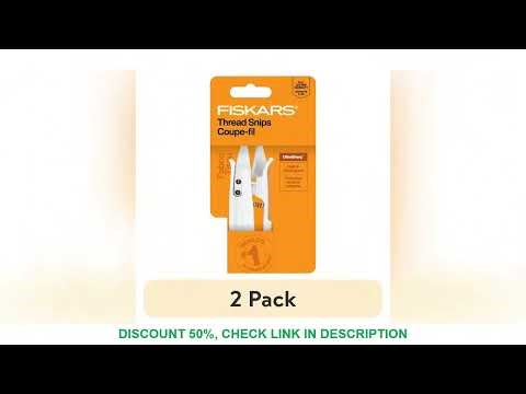 (2 pack) Fiskars 5" Thread Snip Scissors: Ambidextrous, Straight, Stainless Steel, White, Craft Cutt