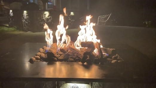 GASPRO Large Gas Fireplace Logs, 10-Piece Ceramic Logs for Gas Fireplace